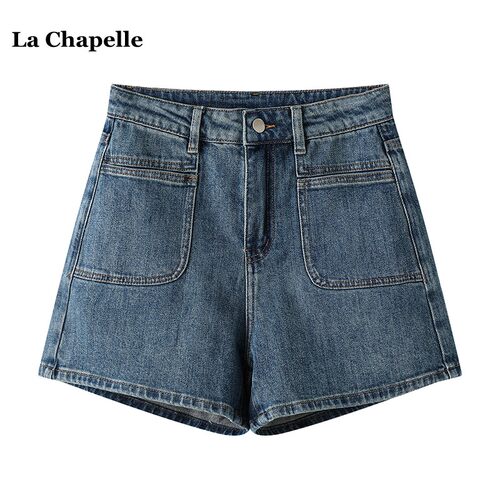 拉夏贝尔/La Chapelle高腰百搭显瘦复古牛仔短裤女夏新款显瘦热裤