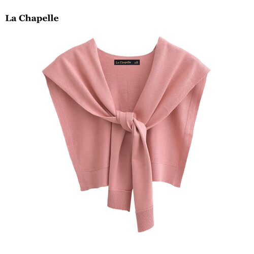 拉夏贝尔/La Chapelle夏季空调房针织外搭护肩小披肩薄款打结坎肩