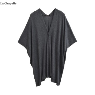 拉夏贝尔/La Chapelle韩版纯色针织披肩斗篷女高级感外搭罩衫开衫