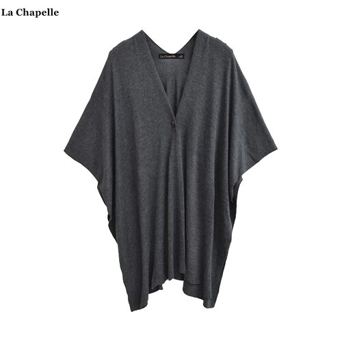 拉夏贝尔/La Chapelle韩版纯色针织披肩斗篷女高级感外搭罩衫开衫