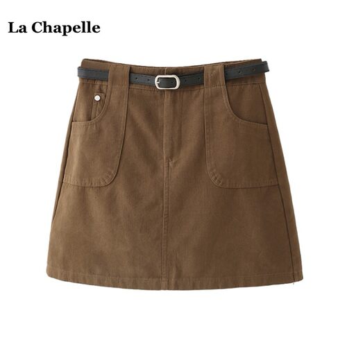 拉夏贝尔/La Chapelle复古高腰休闲防走光半身裙女秋季a字包臀裙