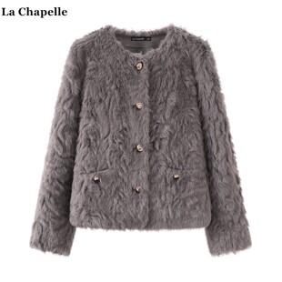 水貂毛上衣 Chapelle高级感仿皮毛一体毛毛外套女冬款 拉夏贝尔