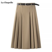 学院风灰色百褶裙女中长款 拉夏贝尔 新款 Chapelle春夏季 a字裙
