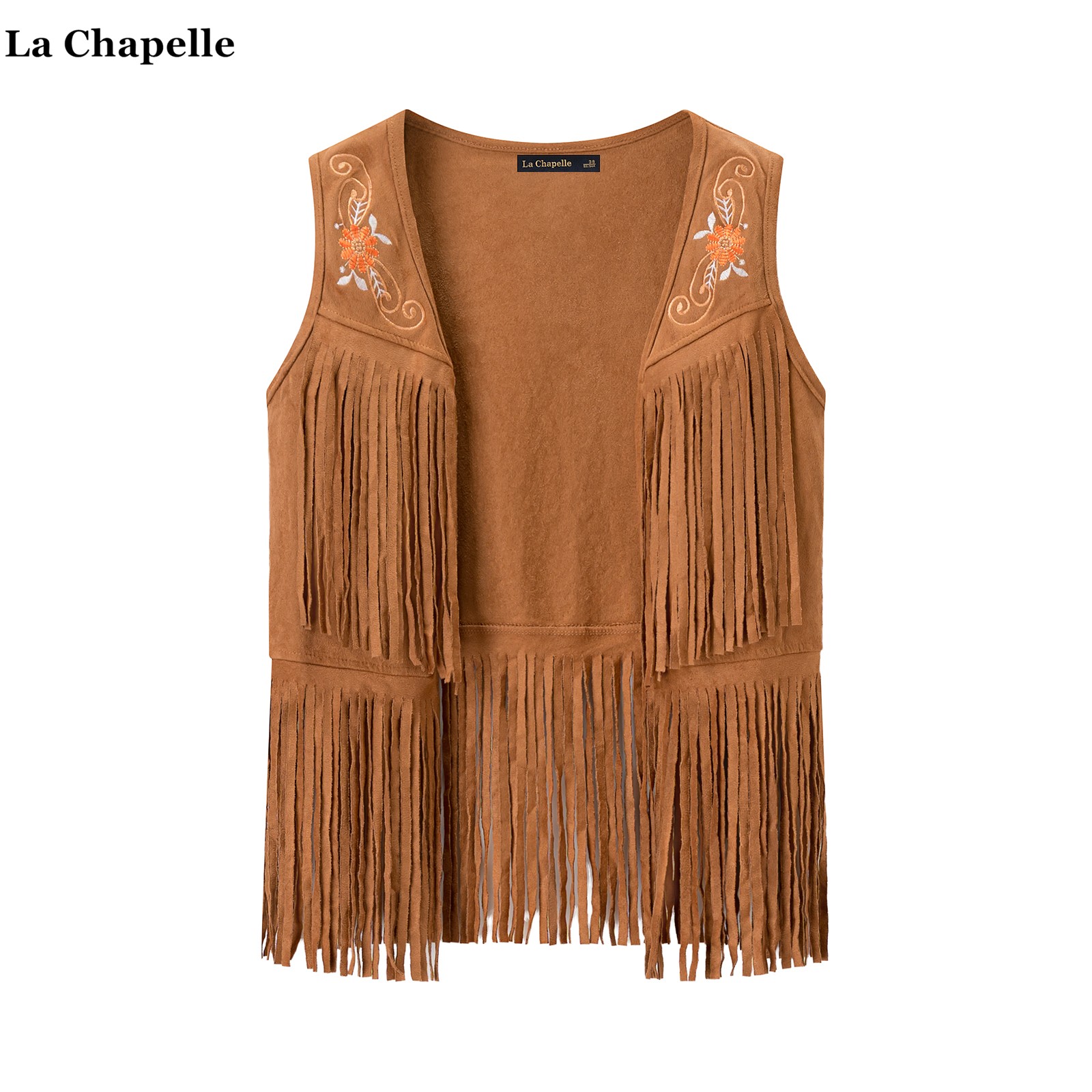 拉夏贝尔/La Chapelle波西米亚民族风刺绣马甲女度假风麂皮绒背心
