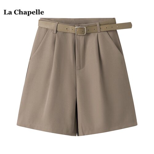 拉夏贝尔/La Chapelle高腰显瘦西装短裤女夏季宽松中裤直筒五分裤