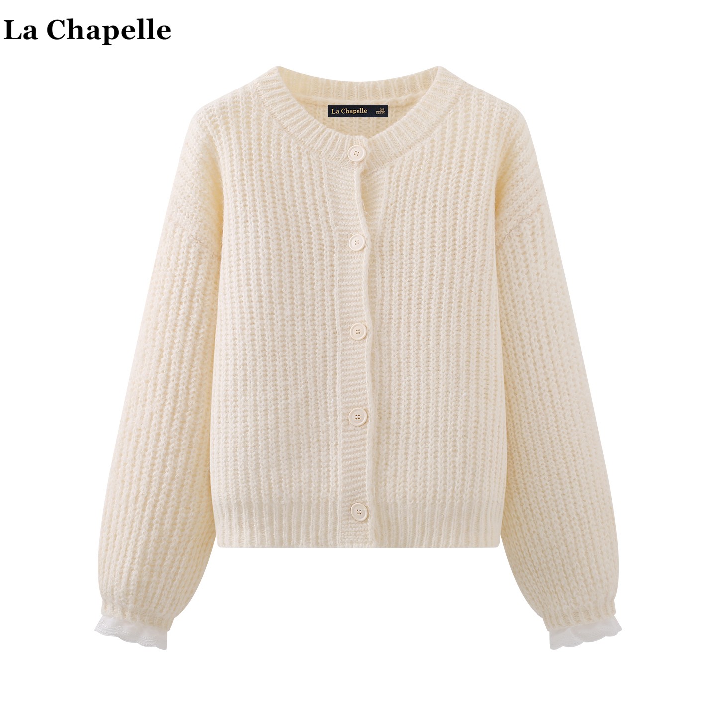 拉夏贝尔/La Chapelle复古休闲纽扣针织开衫女秋冬款宽松毛衣外套