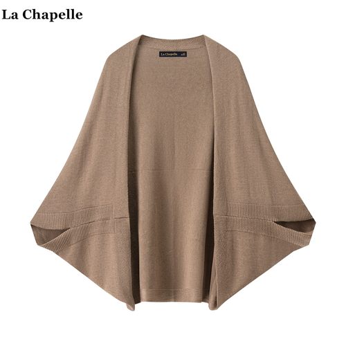 拉夏贝尔/La Chapelle松弛感宽松针织披肩斗篷女纯色外搭针织开衫