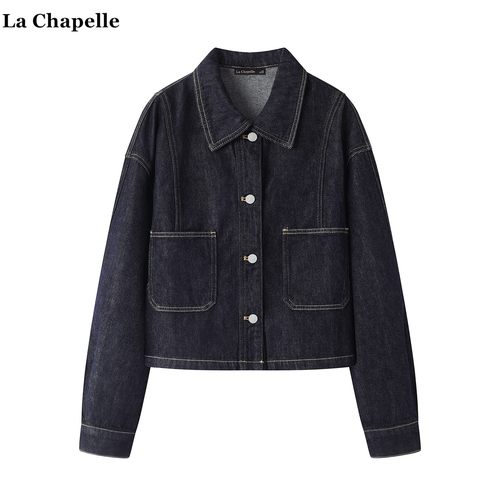 拉夏贝尔/La Chapelle复古宽松牛仔外套女秋季新款松弛风工装夹克