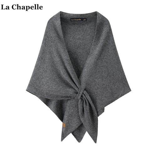拉夏贝尔/La Chapelle外搭气质三角披肩女秋季高级感纯色斗篷围巾