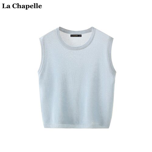 拉夏贝尔/La Chapelle纯色百搭无袖针织衫上衣女夏季新款薄款背心