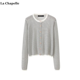 圆领宽松上衣 拉夏贝尔 Chapelle洋气复古条纹针织开衫 女秋冬季