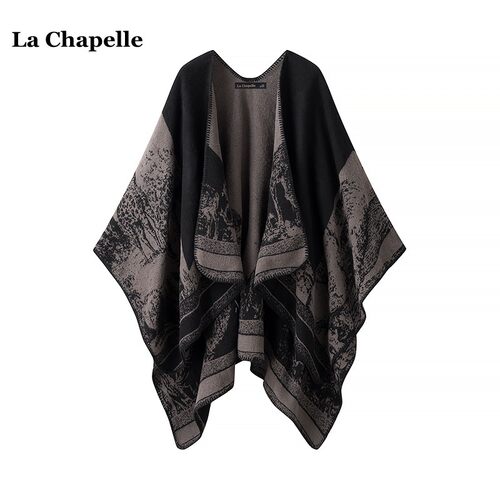 拉夏贝尔/La Chapelle设计感斗篷大披肩女秋冬季加厚双面披风外搭