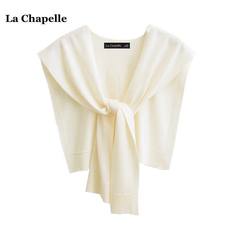 拉夏贝尔/La Chapelle韩系纯色针织披肩外搭衬衫配裙子围巾坎肩女