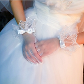 新款 新娘结婚纱蕾丝花边有指网纱蝴蝶结手套婚庆表演服饰手套 韩式