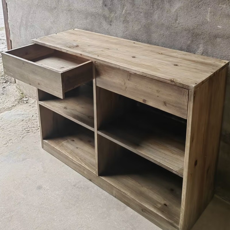 实木中古侘寂风餐边柜复古储物柜酒柜客厅收纳柜置物柜定制厨房