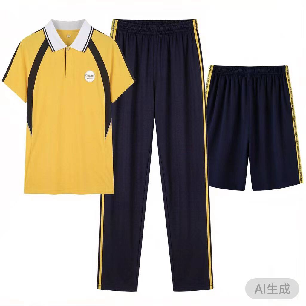 惠城区中学生校服夏装  惠州市中学生校服短袖长裤套装