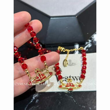 2026新款新年红红色土星珠珠项链高级感项链星球手链小众设计