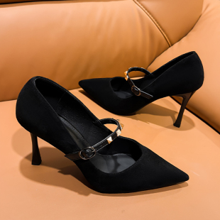 2026春新款小码女鞋31 32 33尖头高跟鞋细跟一字扣带玛丽珍鞋单鞋