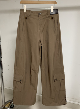 【沈梦辰同款】2026春季新款假两件抽绳束脚窄版工装裤阔腿长裤女