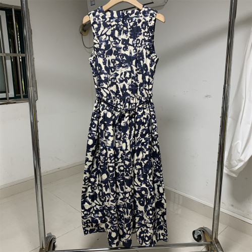 实拍正品剪标Max2026夏季新全棉碎花无袖长连衣裙女收腰显瘦