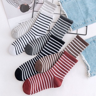 防裂袜子女士韩版 条纹纯棉潮秋冬长筒脚裂袜足裂袜脚后跟干裂袜