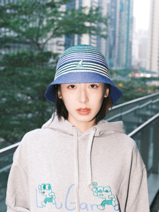 Casual袋鼠24春夏新款 休闲提花条纹遮阳圆顶渔夫帽 League Kangol