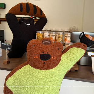 ins风可爱创意甜品面包熊趣味抱枕毛绒玩具沙发靠枕家居装饰礼物