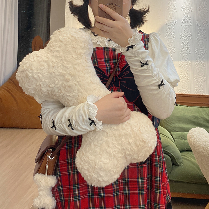 可爱狗骨头抱枕公仔挂件毛绒玩具懒人睡觉夹腿靠背女朋友生日礼物