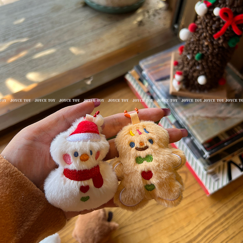 可爱圣诞老人对对扣姜饼人毛绒玩具公仔挂件钥匙扣装饰雪人小玩偶