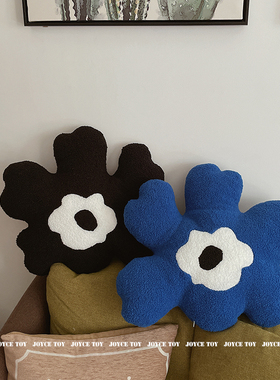 ins风花朵抱枕客厅轻奢办公室靠垫背毛绒床头大靠枕太阳沙发垫子