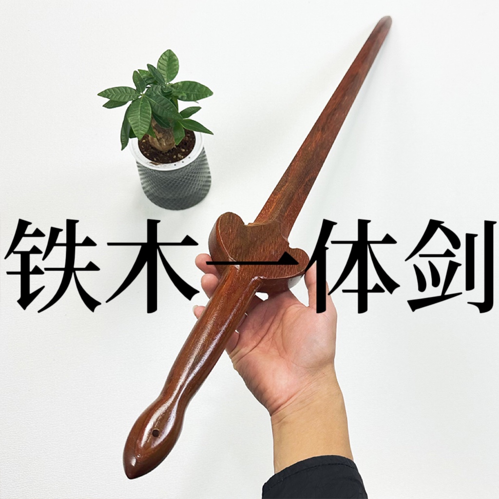 竹制太极剑宝剑表演晨练