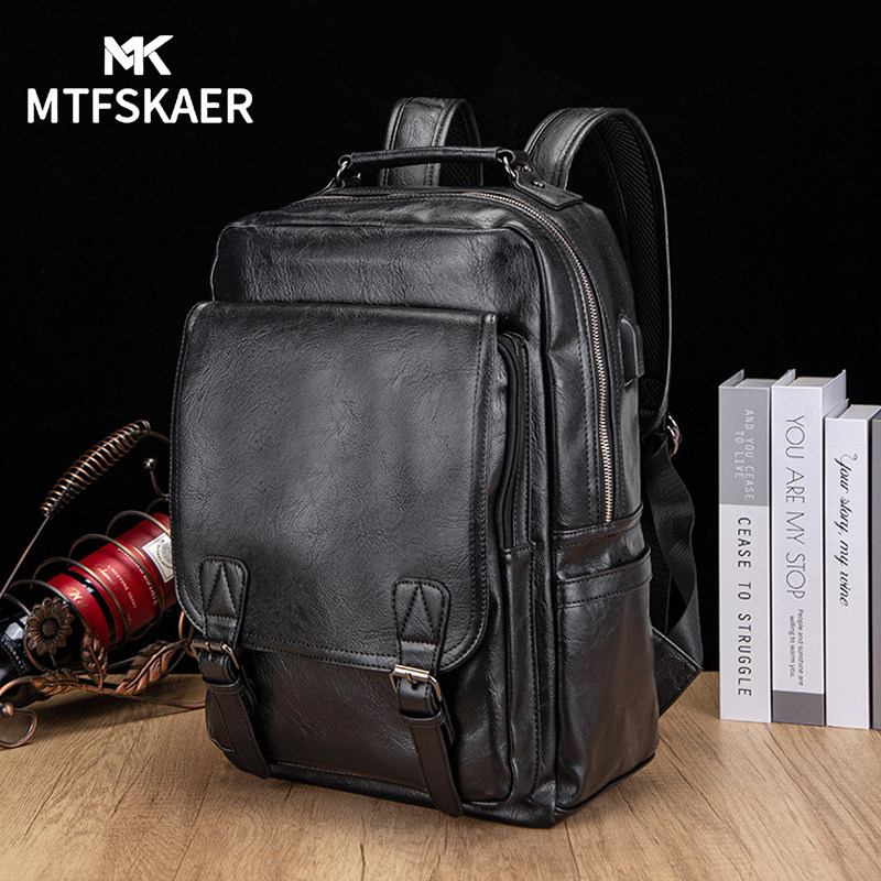 香港MTFSKAER轻奢男款真皮双肩包新款商务大容量旅行背包电脑书包,箱包皮具/热销女包/男包,双肩背包,淘宝优惠券,粉丝福利购,淘宝优惠卷