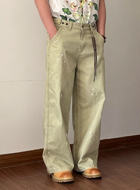 Lifenotes漆点泼墨vintage阔腿工装裤复古街头美式宽松cleanfit