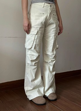 Lifenotes美式复古多口袋平口纯棉设计工装裤中性风设计宽松阔腿