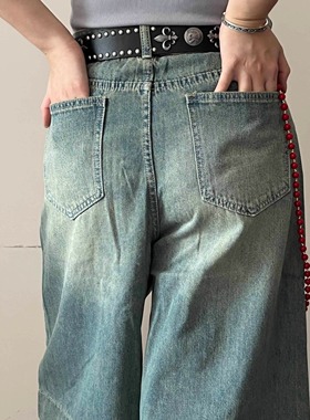 Lifenotes美式复古Vintage水洗牛仔短裤男女直筒做旧休闲七分裤潮