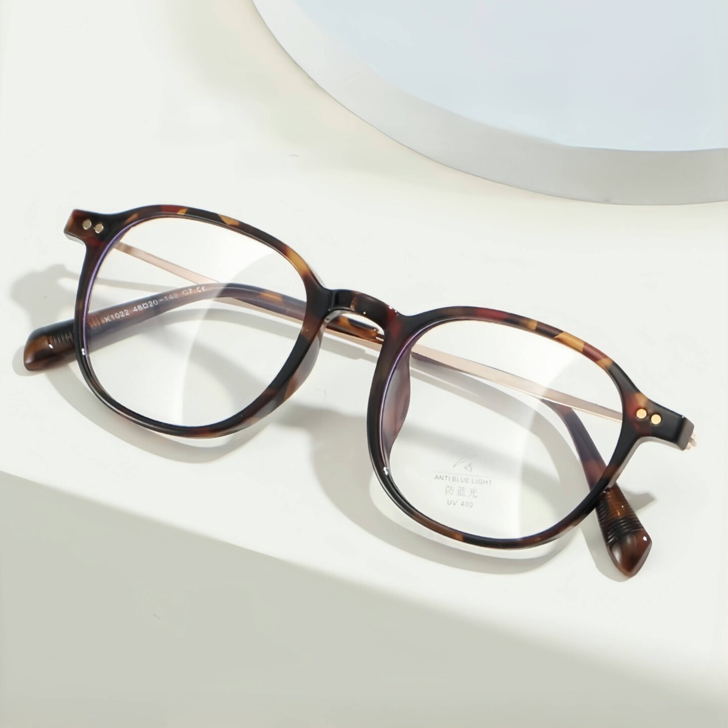 韩版玳瑁色眼镜女复古圆形素颜镜框超轻防蓝光平光配近视镜框护目