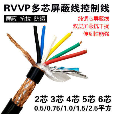 屏蔽线控制线纯铜rvvp信号线4芯