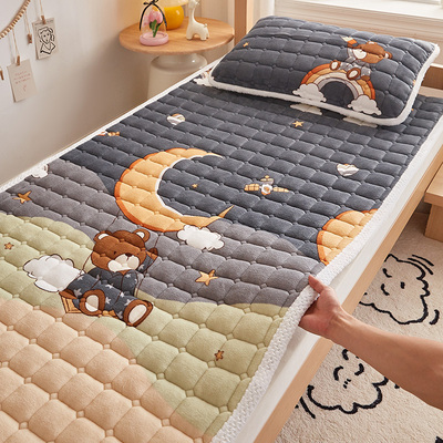 牛奶绒床盖冬季夹棉加绒床单儿童宝宝绒床毯子铺床法兰绒学生宿舍