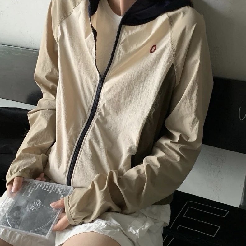 大厂订单！户外山系轻量梭织网眼拼接透气速干连帽防晒服外套女夏