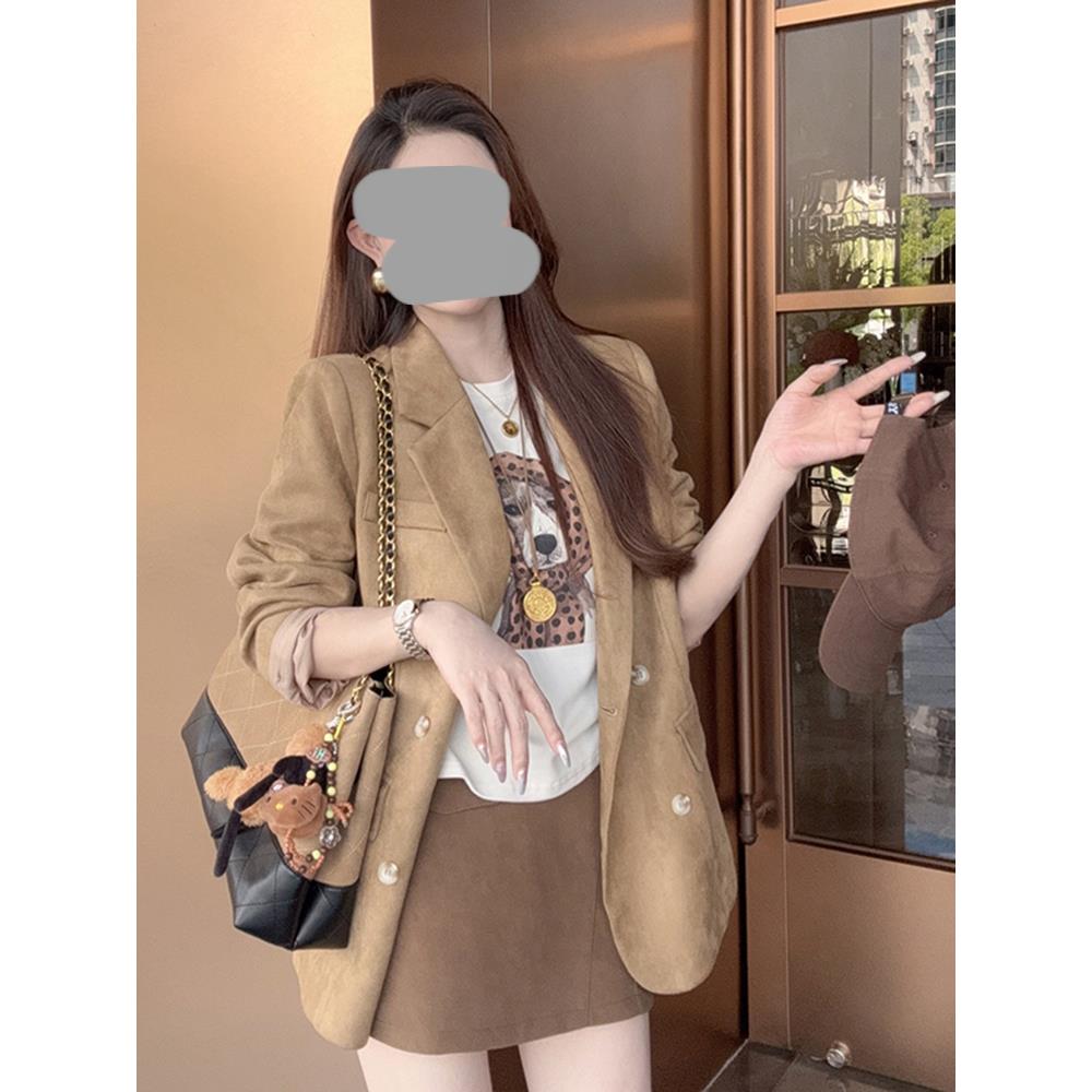 气质休闲百搭西装外套女春秋2025新款宽松显瘦设计感简约时尚西服