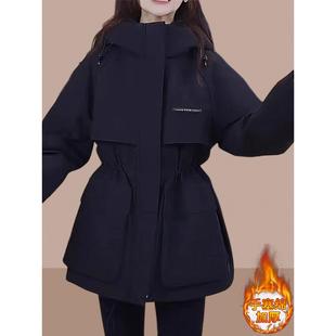 中长款 工装 爆款 新款 加厚保暖冲锋衣外套冬 派克羽绒棉服女2025冬季