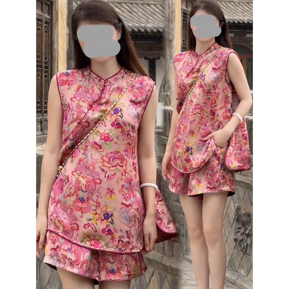 新中式中国风年轻款盘扣改良唐装女2025夏季新款上衣裤子两件套潮