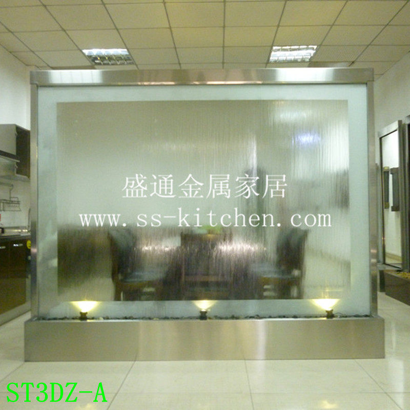 订做不锈钢流水屏风 水帘 水幕墙 办公室背景形象墙 流水喷泉摆件
