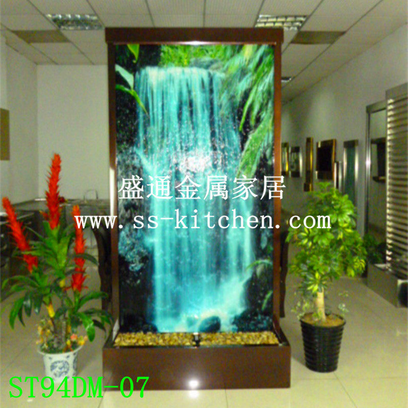 流水屏风 客厅背景流水 加湿器摆件 水幕墙隔断 中式风格时尚家饰