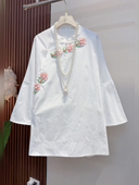 女宽松显瘦减龄内搭外穿国风上衣 重工刺绣花朵衬衫 秋冬大码 新中式
