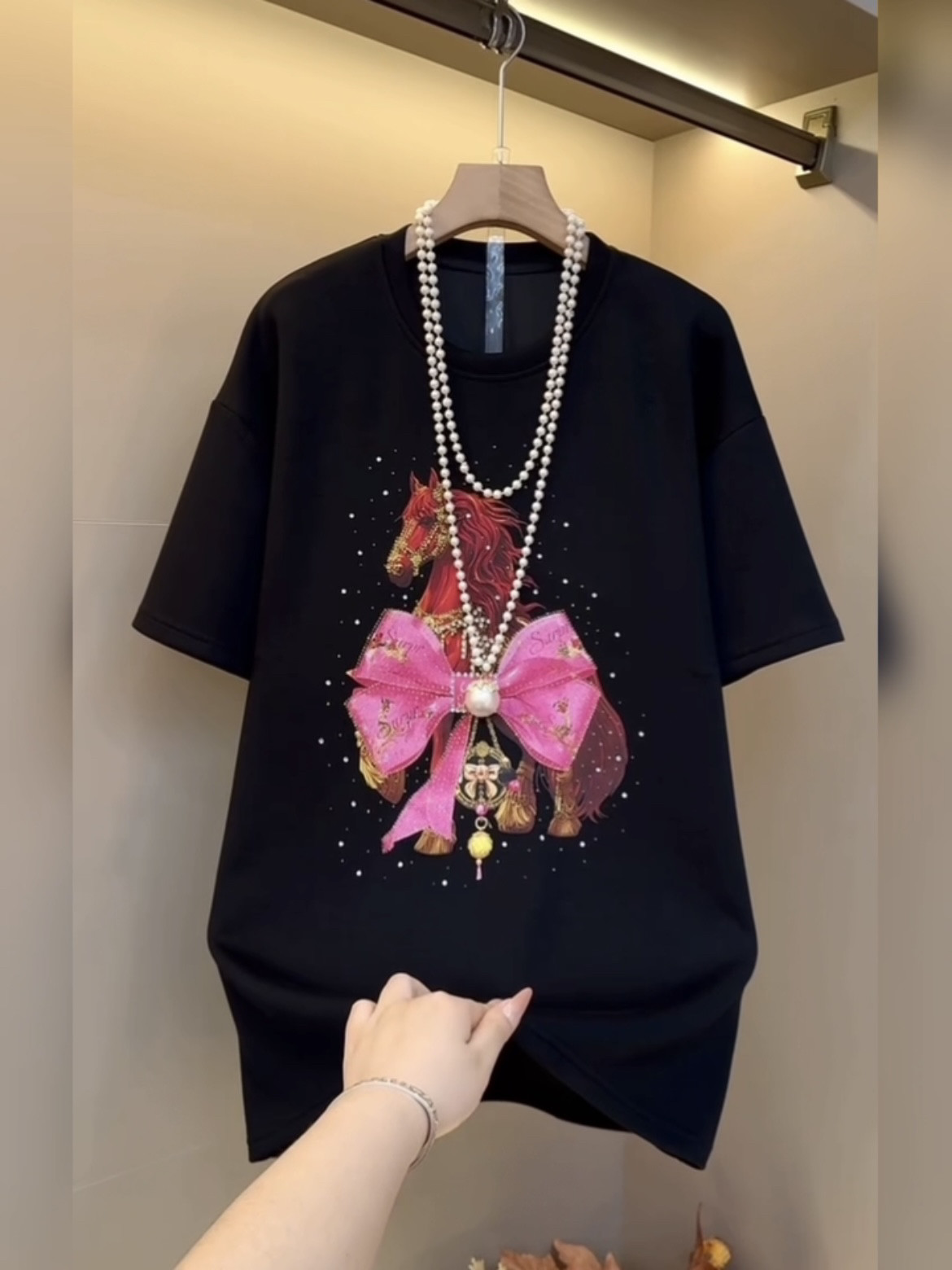 秋冬大码重工烫钻加厚短袖打底衫女宽松显瘦洋气减龄上衣内搭外穿