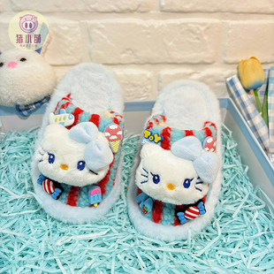女童小孩包头棉拖鞋可爱毛绒保暖质量好的儿童可外穿冬季过冬拖鞋