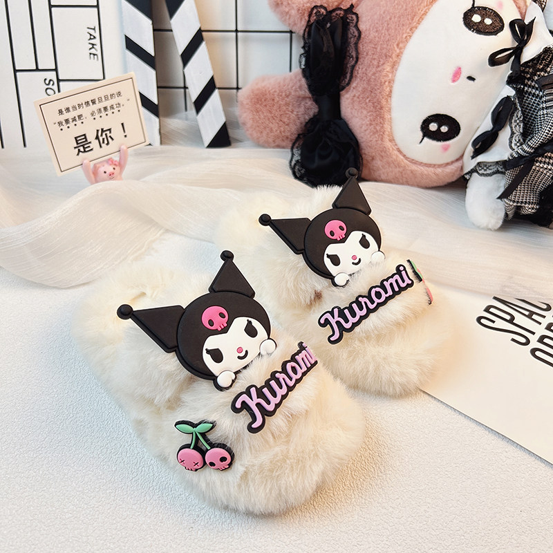 白色毛毛拖鞋厚底女外穿2026新款冬款秋冬时尚女款家居儿童棉拖鞋