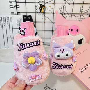 可爱粉色小公主卡通儿童棉拖鞋女士女童冬季2023新款秋冬室内家居