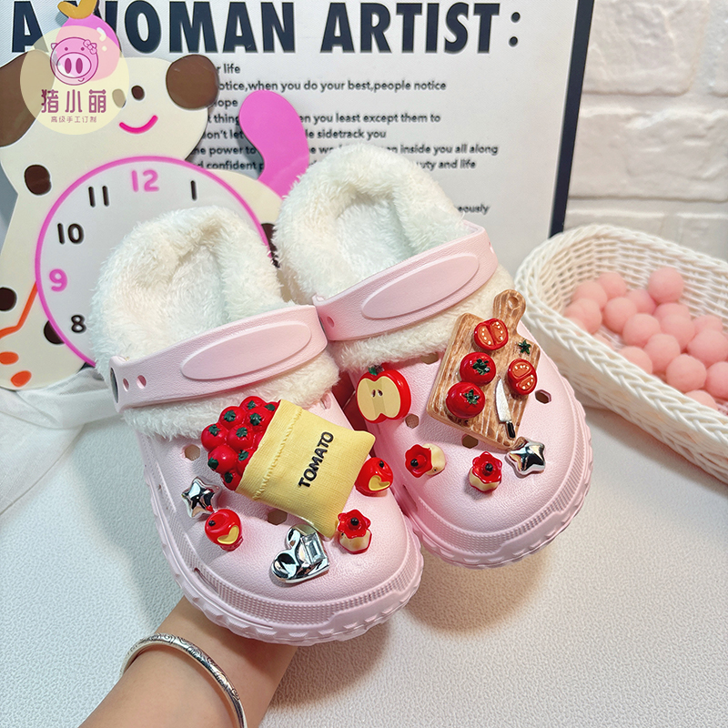 女童新款粉色时尚百搭防滑洞洞鞋